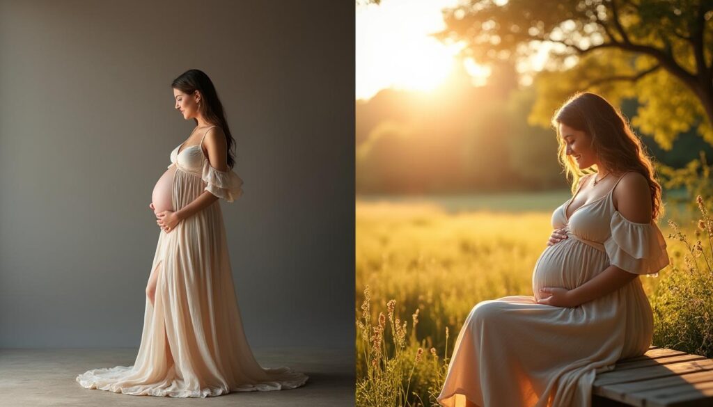 découvrez les avantages de faire vos photos de grossesse en studio ou en extérieur et choisissez le cadre parfait pour immortaliser ce moment unique.