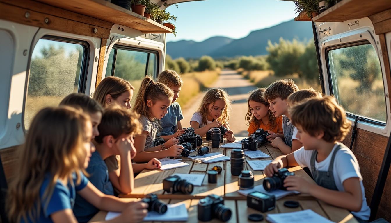 le centre méditerranéen de la photographie propose des ateliers mobiles innovants dans les écoles de corse, favorisant la découverte de la photographie auprès des jeunes élèves.