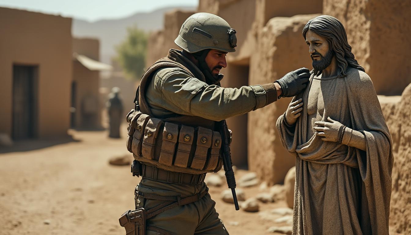 découvrez l'incident controversé au moyen-orient où un soldat israélien a été surpris en train de frapper une statue emblématique, soulevant de vives réactions.