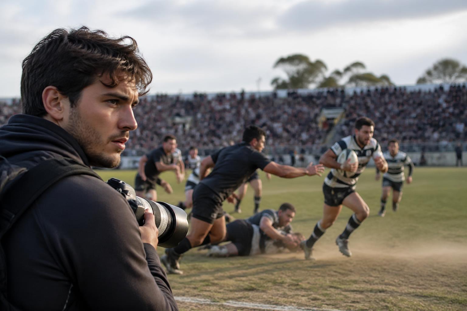 suivez théo, 26 ans, dans son aventure passionnante pour capturer l'intensité et l'âme du super rugby à travers son objectif photo.