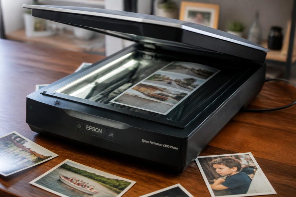 découvrez l'epson v300 photo scanner, l'outil idéal pour convertir vos souvenirs photo en images numériques haute qualité, simples et rapides à utiliser.