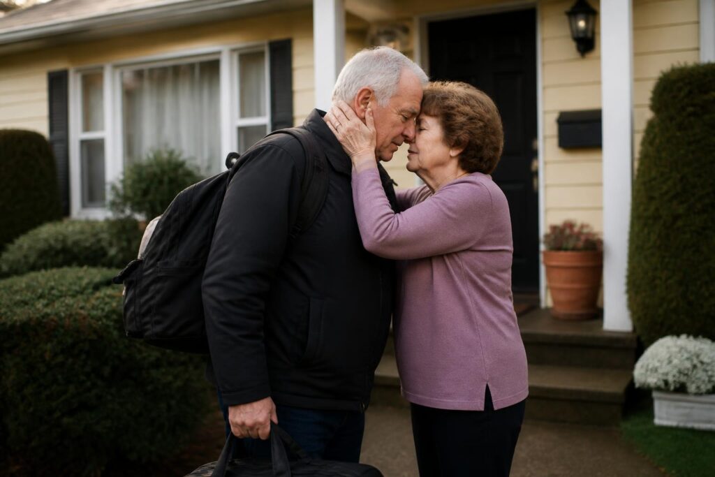 découvrez le travail émouvant d'une photographe qui, pendant près de 30 ans, a immortalisé chaque au revoir de ses parents devant leur maison, capturant des moments poignants pleins d'émotion et de tendresse.